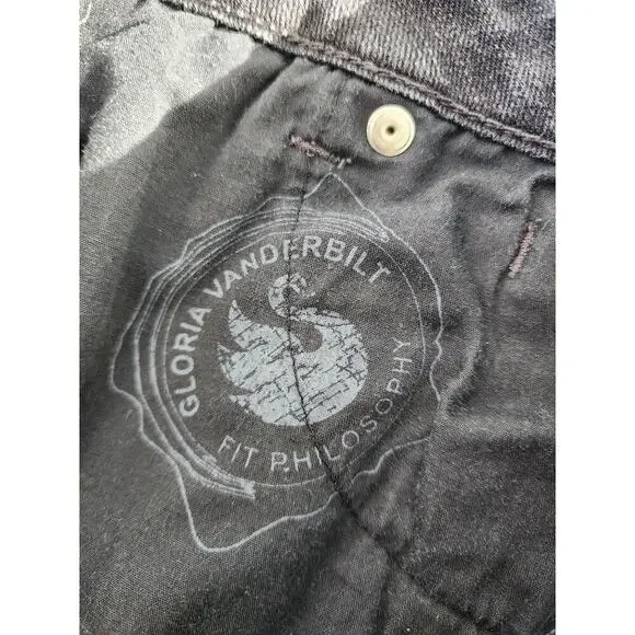 Gloria Vanderbilt Dark Wash Denim Black White Cotton Peasant Reconstructed Skirt - Picture 9 of 9